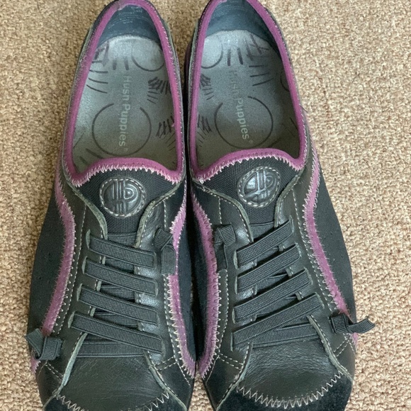 Hush puppies in black leather/suede with purple detail sneaker shoe in size 37 - Picture 10 of 10